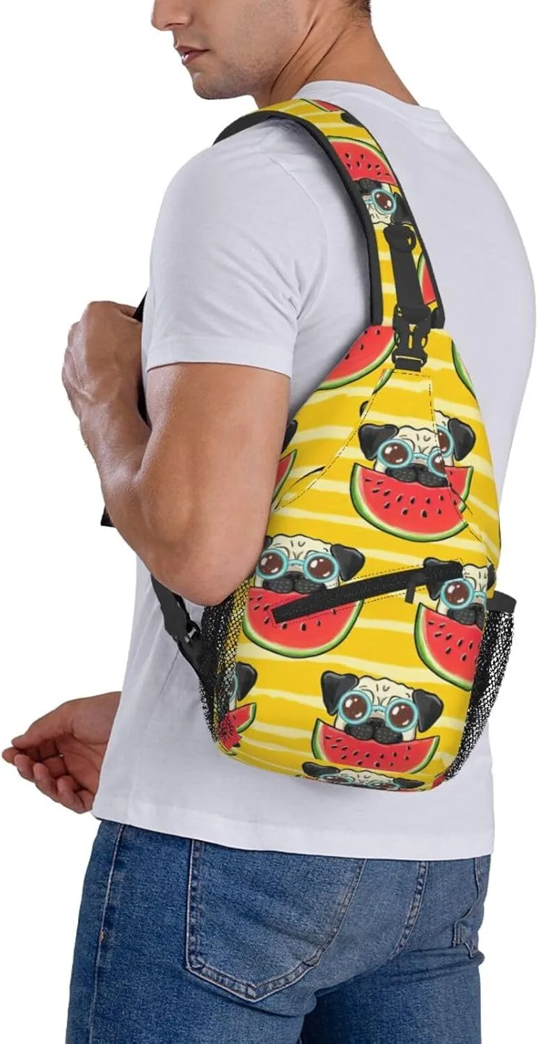 Funny French Bullfighting Watermelon Print Lightweight Sling Small Shoulder Bag - Chic Cross Chest Bag With Adjustable Strap