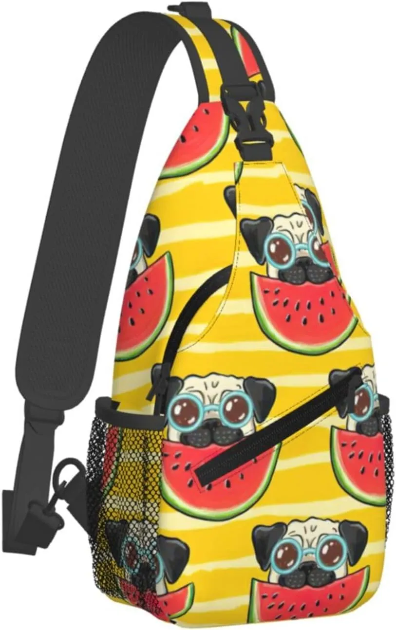 Funny French Bullfighting Watermelon Print Lightweight Sling Small Shoulder Bag - Chic Cross Chest Bag With Adjustable Strap