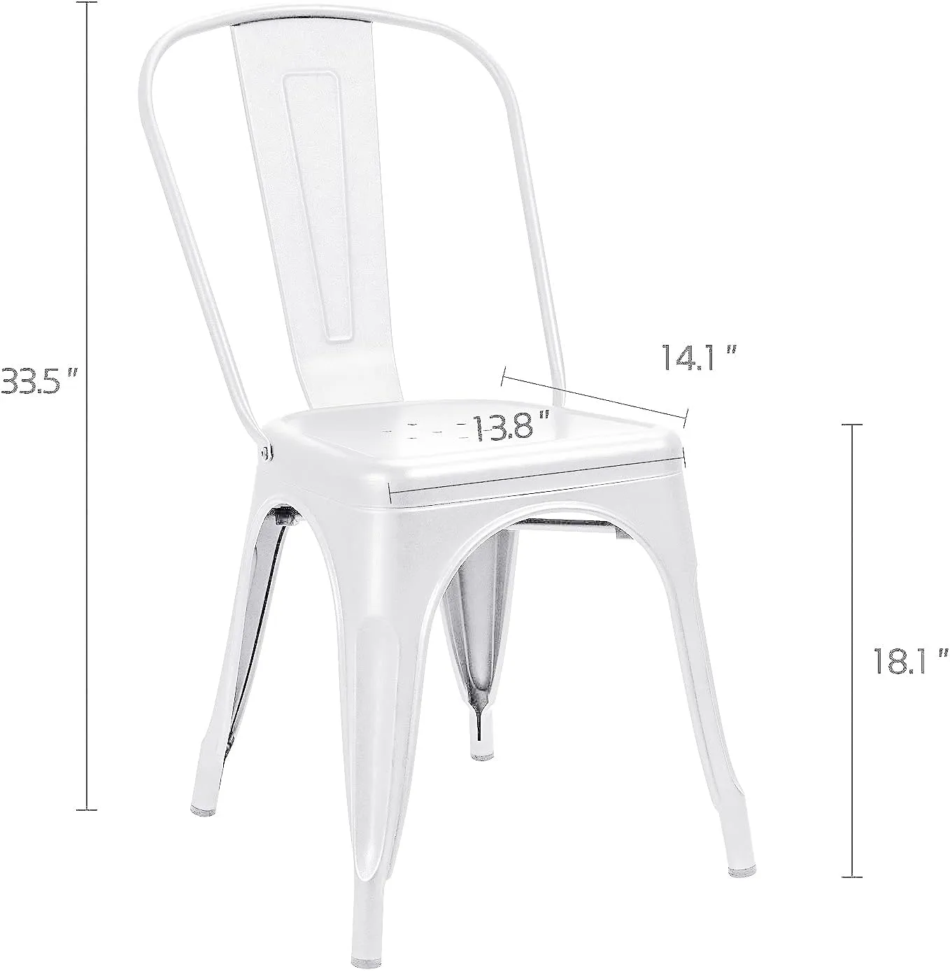 Furniwell Metal Dining Chairs Indoor Outdoor Use Stackable Tolix Industrial Metal Chairs Set of 4 for Kitchen, Dining Room, Bistro and Cafe (White)