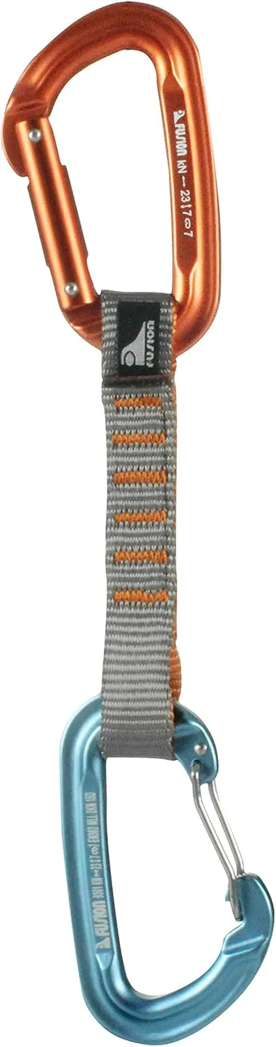 Fusion Climb 11cm Quickdraw with Contigua Orange Straight Gate Carabineer, Blue/Orange