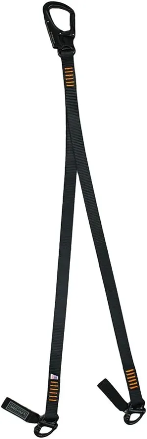 Fusion Tactical 2ft 24"x1" Y-Legged Sling Military Police Personal Retention Helo Lanyard with Snap Hook Shackle 23kN Black