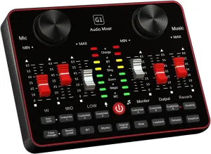 G1 Streaming Audio Mixer Sound Card – Multi-Function Live Sound Board for DJ, Condenser Microphone Included, USB Audio Interface for TikTok, Gaming Video Recording.