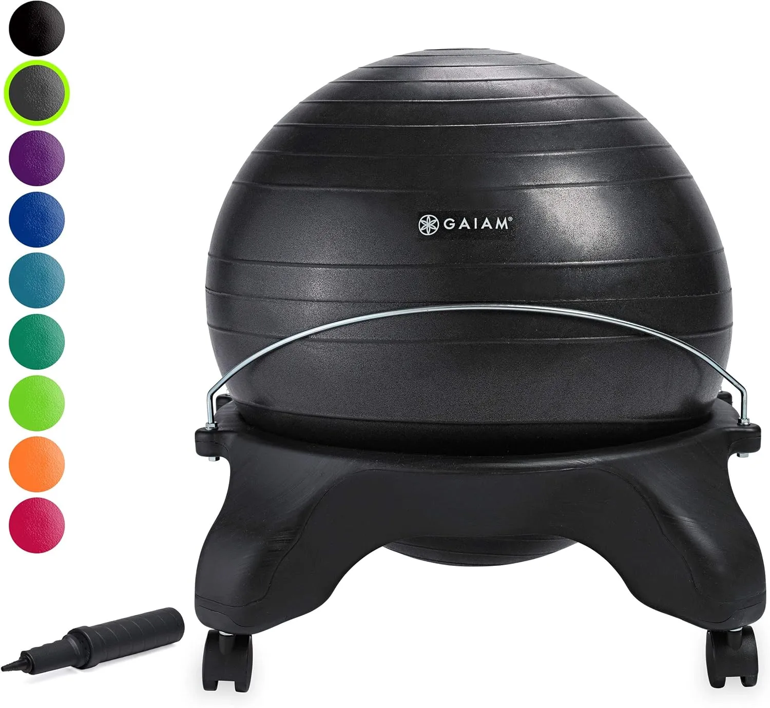 Gaiam Classic Backless Balance Ball Chair – Exercise Stability Yoga Ball Premium Ergonomic Chair for Home and Office Desk with Air Pump, Exercise Guide and Satisfaction Guarantee