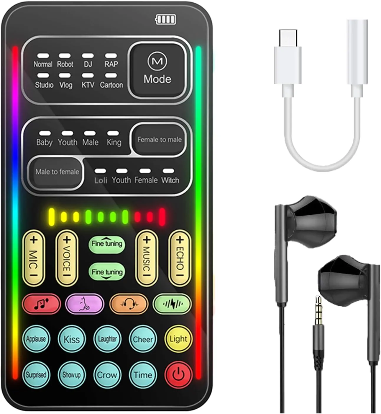 Game Voice Changer, Audio Mixer, i9Live Sound Card kit (Including Headphones and 2 converters), Suitable for PS4/PS5/Xbox One/PC/Phone/Laptops., ferrous