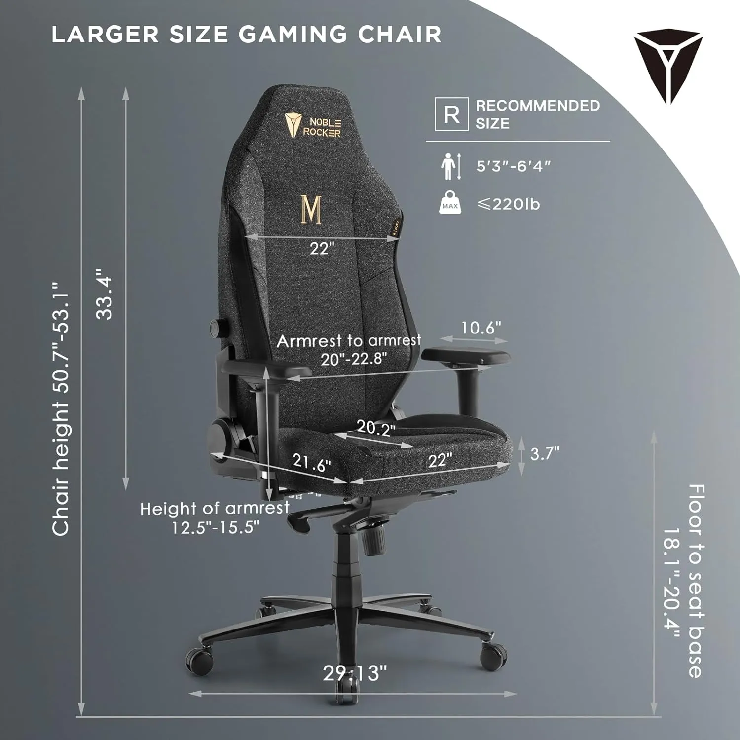 Gaming Chair Ergonomic PC Game Chair- Lumbar Support Headrest 4D Armrests Computer Chair, Big and Tall Comfortable Large, Ergonomic, Metal