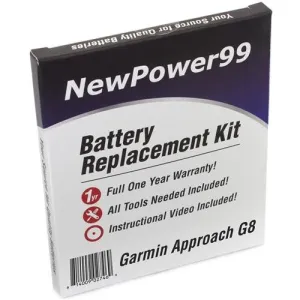 Garmin Approach G8 Battery Replacement Kit with Tools, Video Instructions, Extended Life Battery and Full One Year Warranty