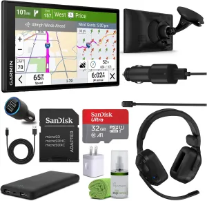 Garmin Dezl OTR620 GPS Truck Navigator 6" Display Touchscreen, Commercial GPS Navigation for Semi-Truck Drivers, Bundle with 32GB SD Memory Card   dēzl Headset 210 Premium 2-in-1 Trucking Headset