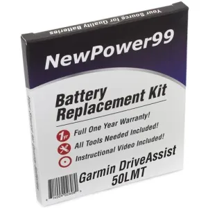 Garmin DriveAssist 50LMT Battery Replacement Kit with Tools, Video Instructions, Extended Life Battery and Full One Year Warranty