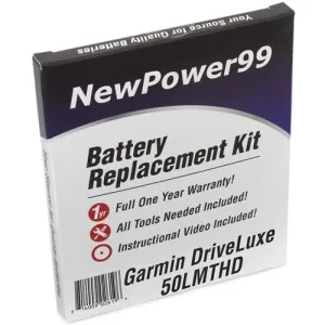 Garmin DriveLuxe 50 LMTHD Battery Replacement Kit with Tools, Video Instructions, Extended Life Battery and Full One Year Warranty