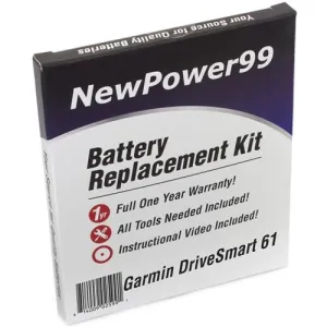 Garmin DriveSmart 61 Battery Replacement Kit with Tools, Video Instructions, Extended Life Battery and Full One Year Warranty