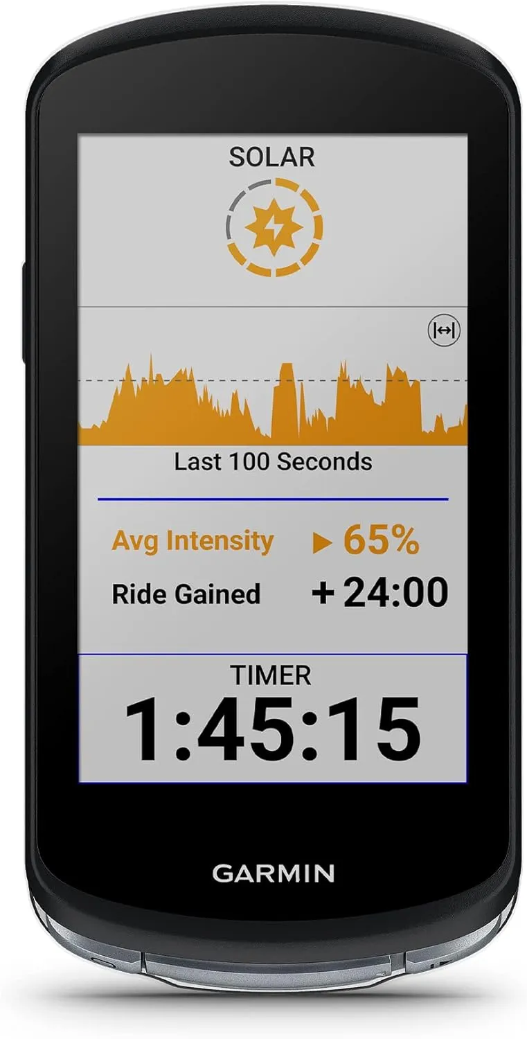 Garmin Edge® 1040 Solar, GPS Bike Computer with Solar Charging Capabilities, On and Off-Road, Spot-On Accuracy, Long-Lasting Battery, Device Only