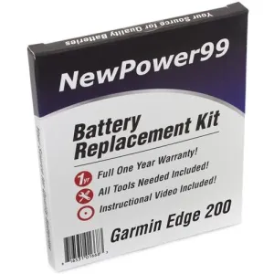 Garmin Edge 200 Battery Replacement Kit with Tools, Video Instructions, Extended Life Battery and Full One Year Warranty