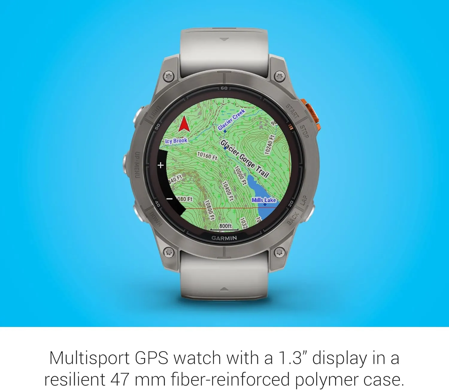 Garmin fēnix 7 Pro Sapphire Solar, Multisport GPS Smartwatch, Built-in Flashlight, Solar Charging Capability, Fog Gray/Ember Orange