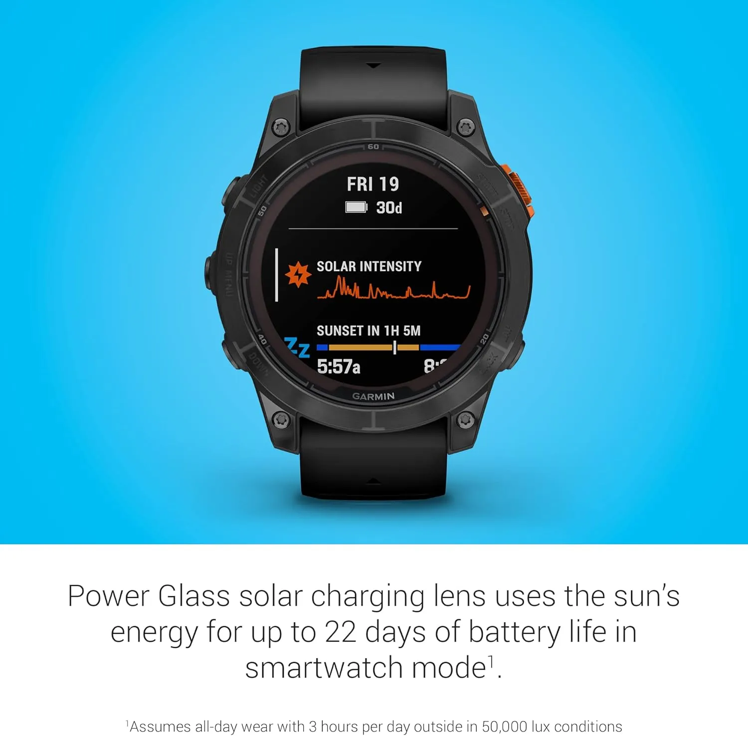 Garmin fēnix 7 Pro Solar, Multisport GPS Smartwatch, Built-in Flashlight, Solar Charging Capability, Black