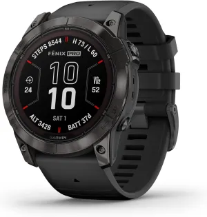 Garmin fēnix 7X Pro Sapphire Solar, Multisport GPS Smartwatch, Built-in Flashlight, Solar Charging Capability, 010-02778-10, Black