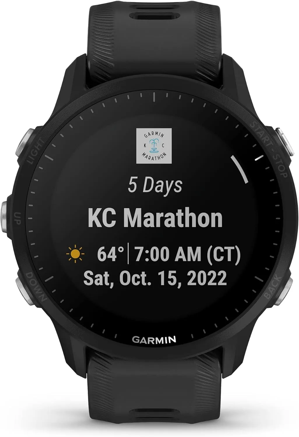 Garmin Forerunner® 955 Solar, GPS Running Smartwatch with Solar Charging Capabilities, Tailored to Triathletes, Long-Lasting Battery, Black - 010-02638-00