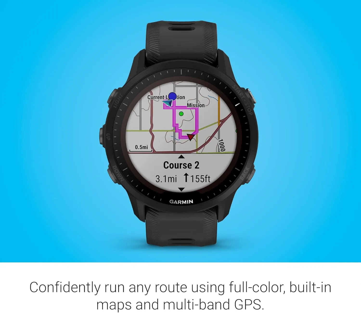 Garmin Forerunner® 955 Solar, GPS Running Smartwatch with Solar Charging Capabilities, Tailored to Triathletes, Long-Lasting Battery, Black - 010-02638-00