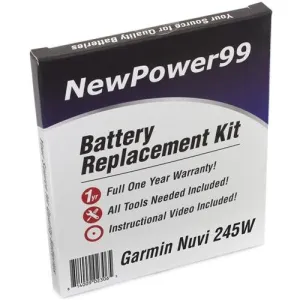 Garmin Nuvi 245W Battery Replacement Kit with Tools, Video Instructions, Extended Life Battery and Full One Year Warranty