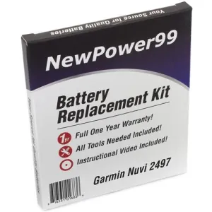 Garmin Nuvi 2497 Battery Replacement Kit with Tools, Video Instructions, Extended Life Battery and Full One Year Warranty