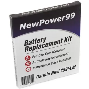 Garmin Nuvi 2595LM Battery Replacement Kit with Tools, Video Instructions, Extended Life Battery and Full One Year Warranty