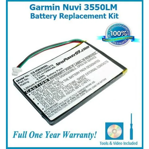 Garmin Nuvi 3550LM Battery Replacement Kit with Tools, Video Instructions, Extended Life Battery and Full One Year Warranty