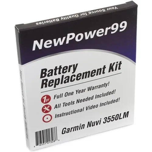 Garmin Nuvi 3550LM Battery Replacement Kit with Tools, Video Instructions, Extended Life Battery and Full One Year Warranty