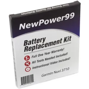 Garmin Nuvi 3710 Battery Replacement Kit with Tools, Video Instructions, Extended Life Battery and Full One Year Warranty