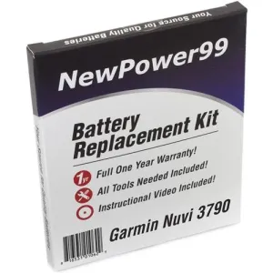 Garmin Nuvi 3790 Battery Replacement Kit with Tools, Video Instructions, Extended Life Battery and Full One Year Warranty
