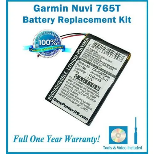 Garmin Nuvi 765T Battery Replacement Kit with Tools, Video Instructions, Extended Life Battery and Full One Year Warranty