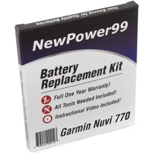 Garmin Nuvi 770 Battery Replacement Kit with Tools, Video Instructions, Extended Life Battery and Full One Year Warranty