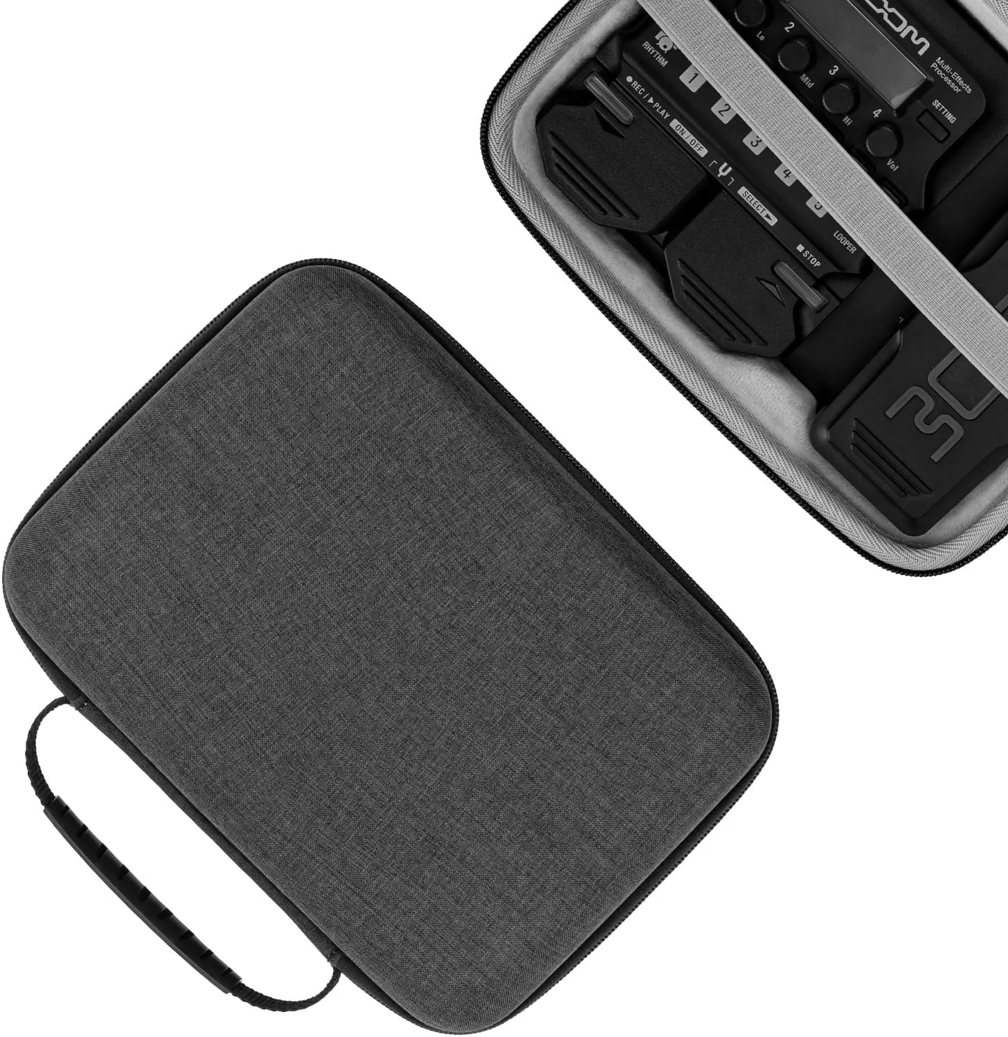 GEEKRIA Hard Shell Travel Case Compatible with Zoom G1X FOUR, B1X FOUR, A1X FOUR, Guitar Bass Multi-Effects Processor (Dark Grey)
