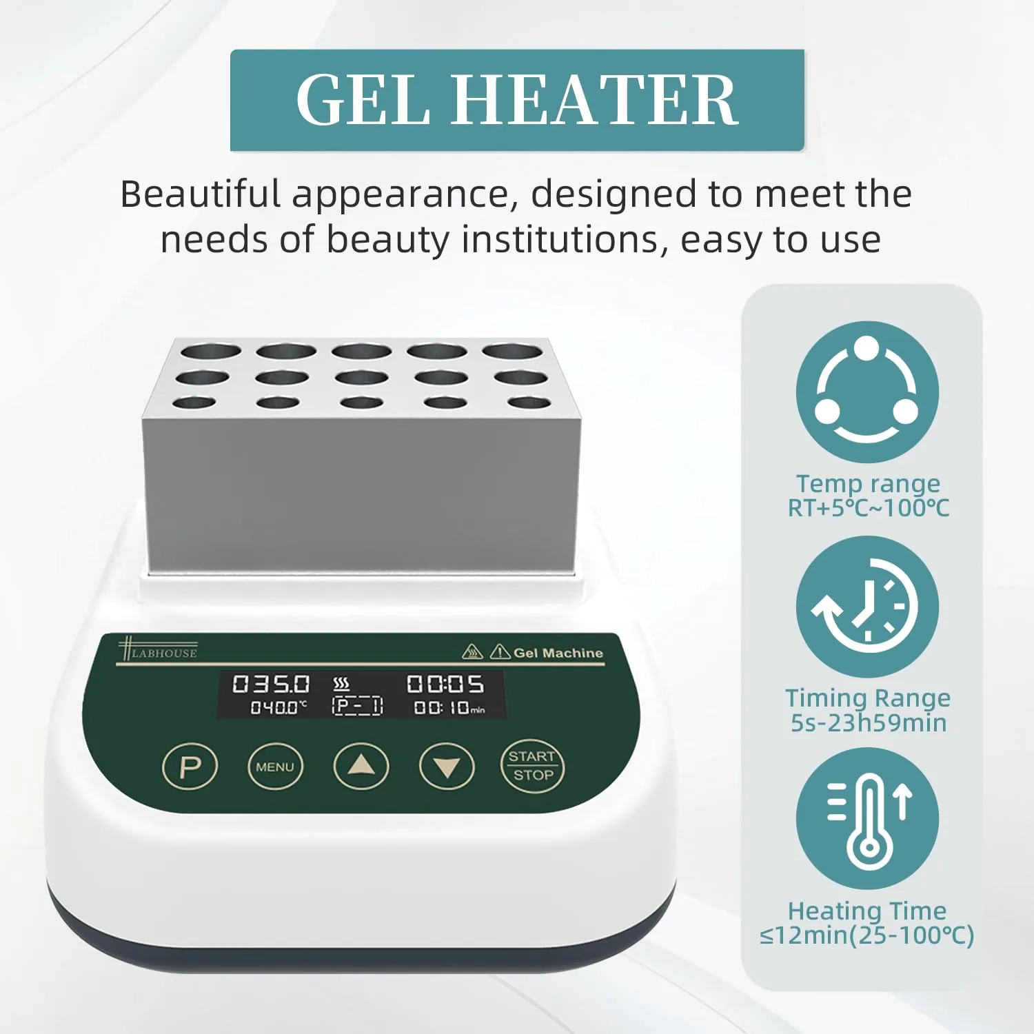 Gel Heating Machine Professional PRP Plasma Gel Maker 5ml/10ml/15ml Block Dry Bath Incubator Temperature Control Timing Function