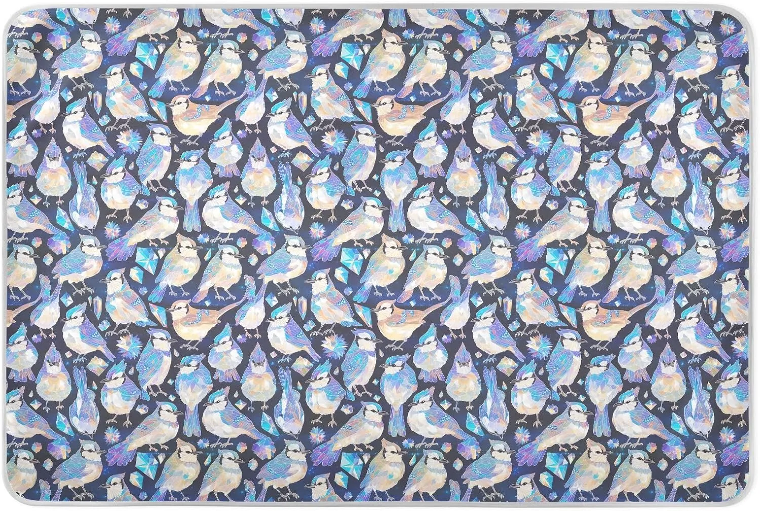 Gemetric Blue Birds Extra Large Resuable Potty Training Pee Pad Soft Absorbent Sheet Cover Underpads Portable Travel Mattress for Kids Bedwetting 52" L x 34" W