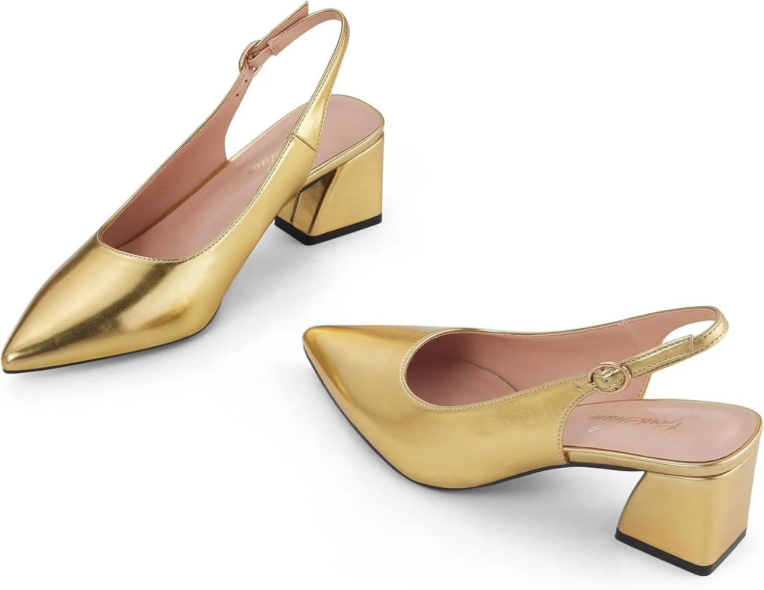GENSHUO Women's Slingback Closed Toe Block Chunky Low Heel Pumps - 2.36 Inches Office Wedding Party Dress Shoes