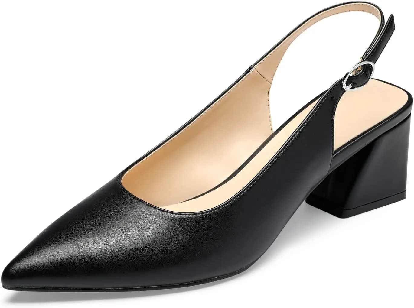 GENSHUO Women's Slingback Closed Toe Block Chunky Low Heel Pumps - 2.36 Inches Office Wedding Party Dress Shoes