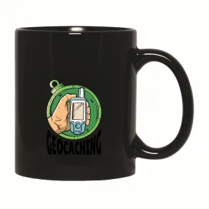 Geocaching Gift for Outdoor Adventurers GPS Device for Hikers Campers Explorers 11oz 15oz Black Coffee Mug