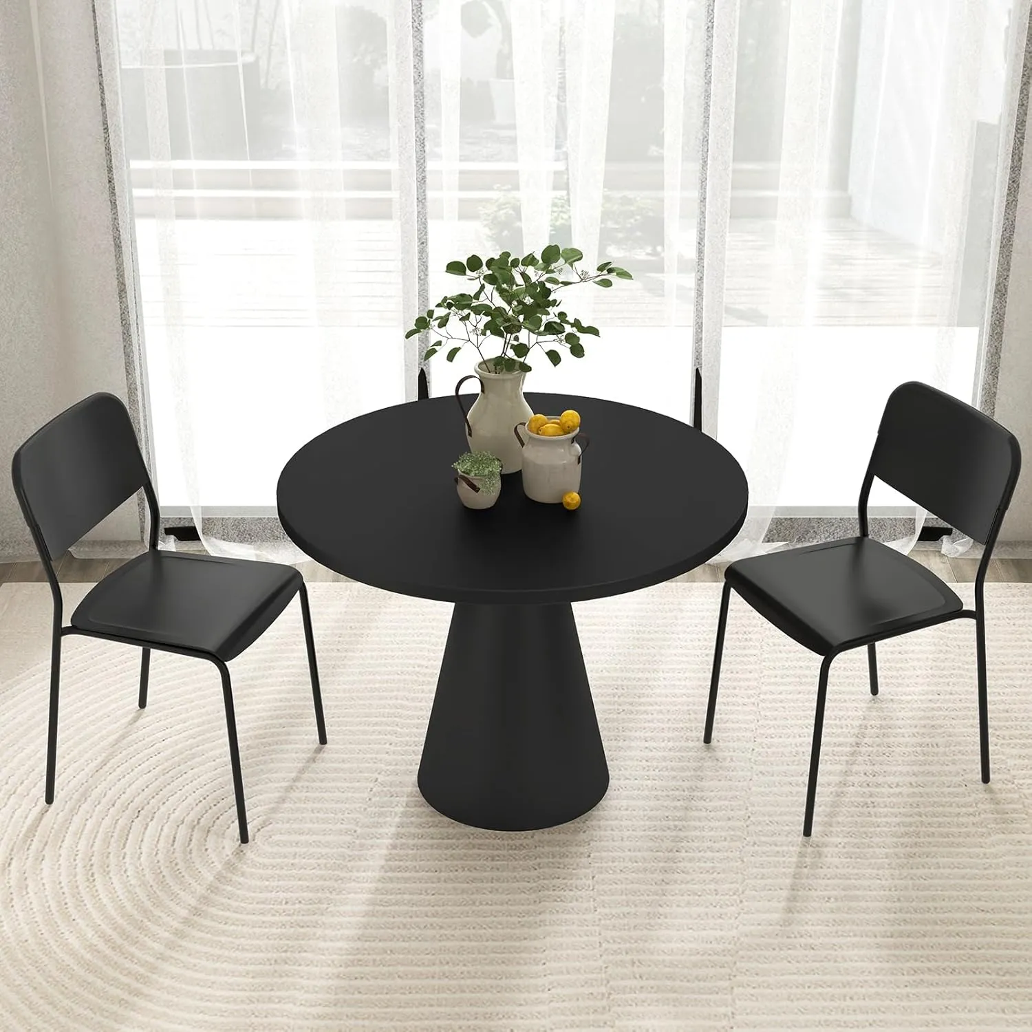 Giantex Metal Dining Chairs Set of 4, Stackable Lightweight Kitchen Chairs w/Tilted Backrest & Sturdy Metal Legs, Indoor Plastic Armless Side Chairs for Dining Room Living Room Restaurant (Black)