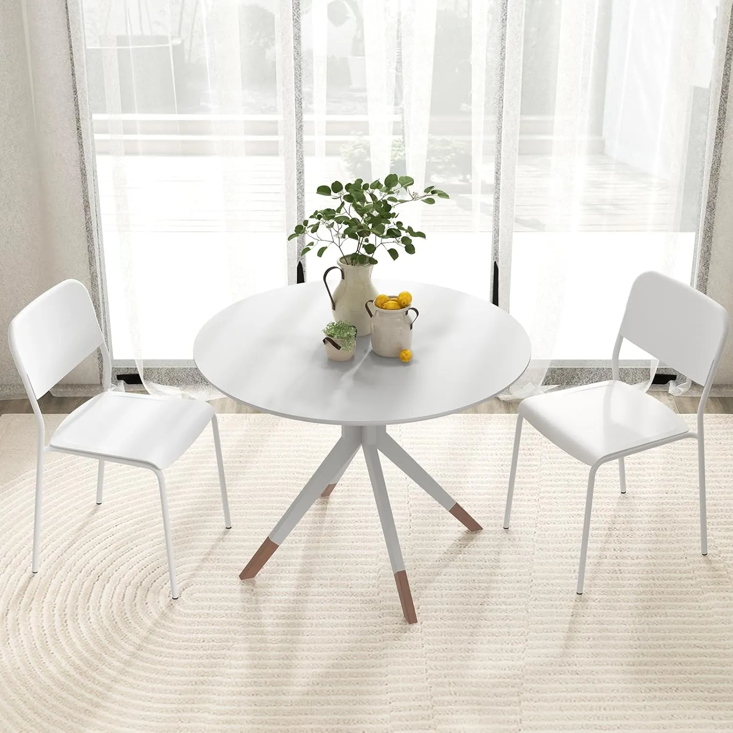 Giantex Metal Dining Chairs Set of 4, Stackable Lightweight Kitchen Chairs w/Tilted Backrest & Sturdy Metal Legs, Indoor Plastic Armless Side Chairs for Dining Room Living Room Restaurant (White)