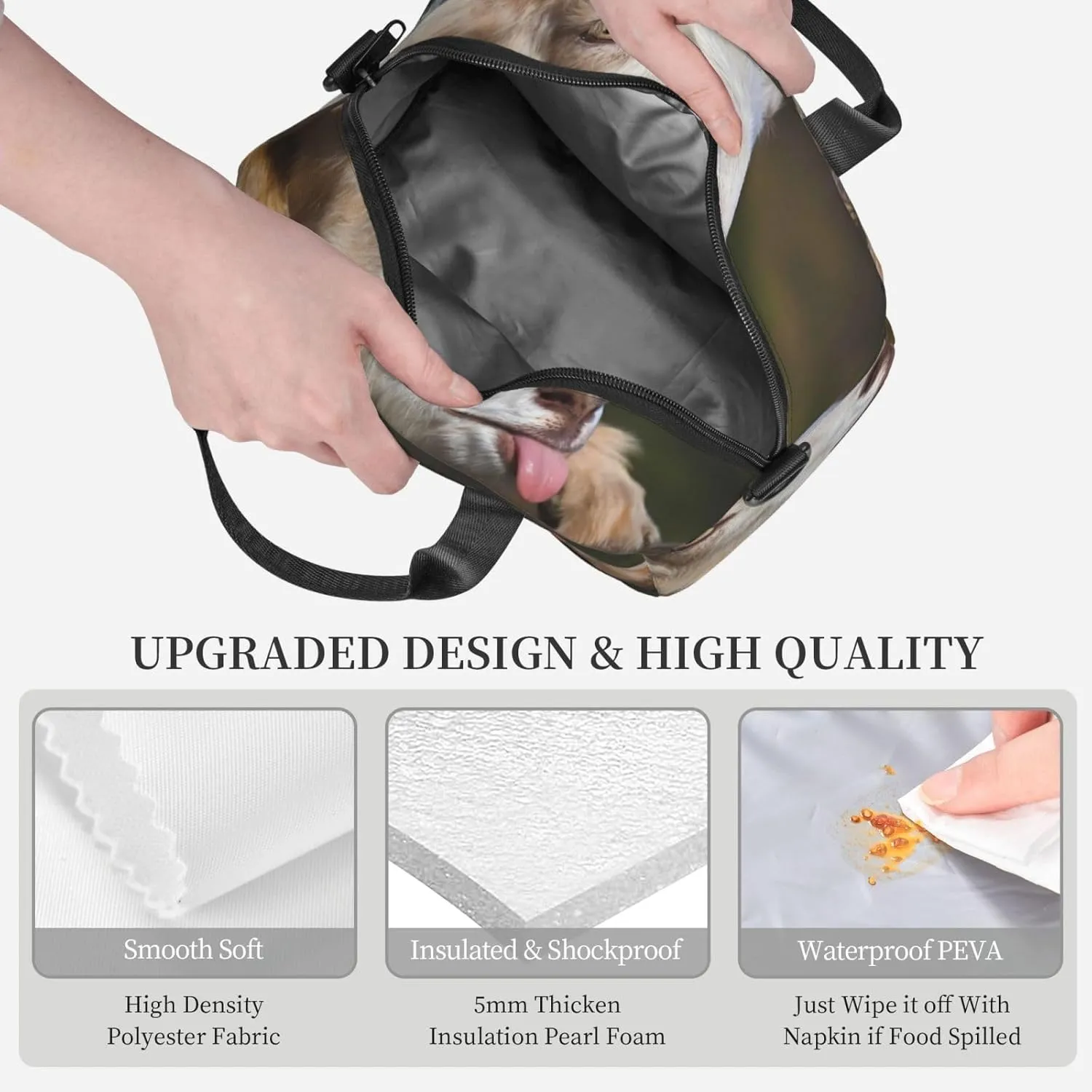 Goat Tongue Lunch Bag Hand Tote Crossbody Insulated Lunch Bag Large Portable Lunch Box