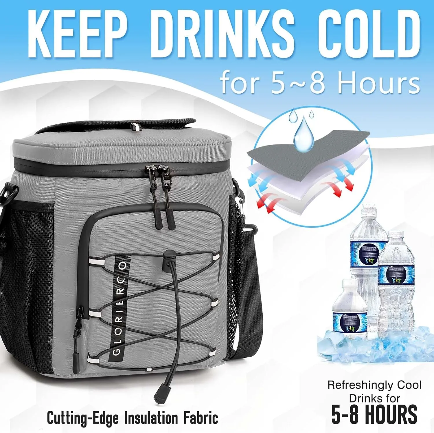 Golf Cart Cooler Bag Insulated - 12-Can Leakproof Soft Cooler Bag with Hook-and-Loop Lid, Waterproof Zippers, and Multi-Pockets for Accessories; Fits on Golf Push Cart