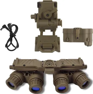 GPNVG 18 Night Vision Goggles Dummy Model with Helmet Mount, Four-Tube Binocular Night Vision for Tactical Helmet NVG Mount, Cosplay Prop, No Function (Tan)
