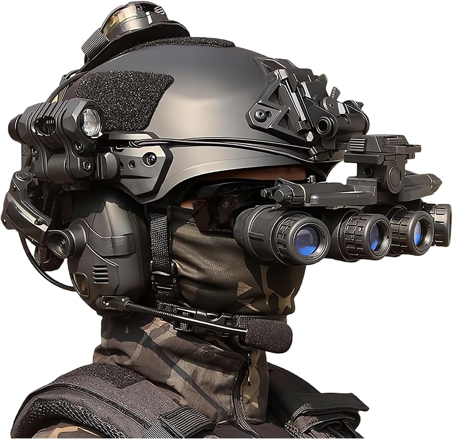 GPNVG 18 Night Vision Goggles Dummy Model with Night Vision Mount, Four-Tube Binocular Night Vision for Tactical Helmet NVG Mount, Cosplay Prop