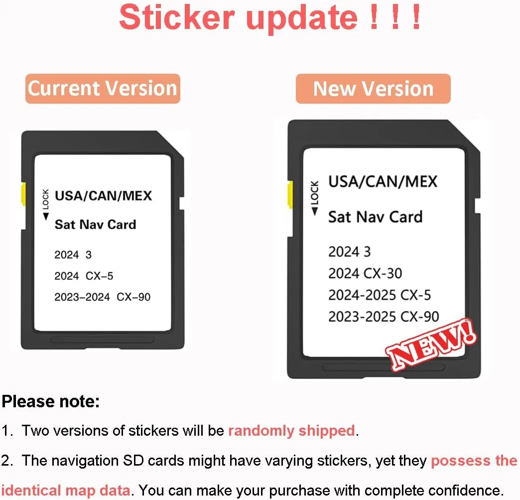 GPS Navigation SD Card Compatible with 2024 3 / CX30, 2024-2025 CX5, 2023-2025 CX90, USA/CAN/MEX Maps