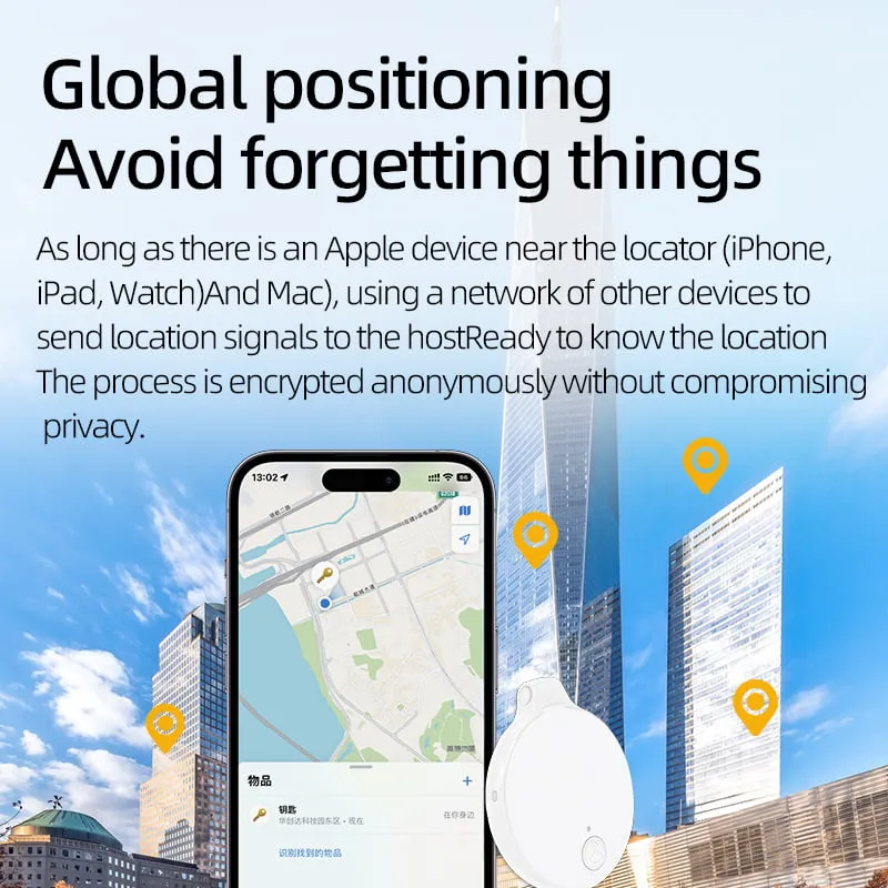 GPS Tracker for Kids,Pets,Dogs,Luggage,No Monthly Fee,Real-Time Global Tracking Device,Item Finder,Waterproof Mini Tag Compatible with Apple Find My App,iOS (Black)