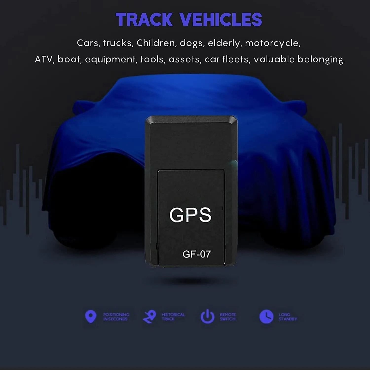 GPS Tracker for Vehicles, Mini Magnetic GPS Real Time Car Locator, Full USA Coverage, No Monthly Fee, Long Standby GSM SIM GPS Tracker for Vehicle/Car/Person , Black