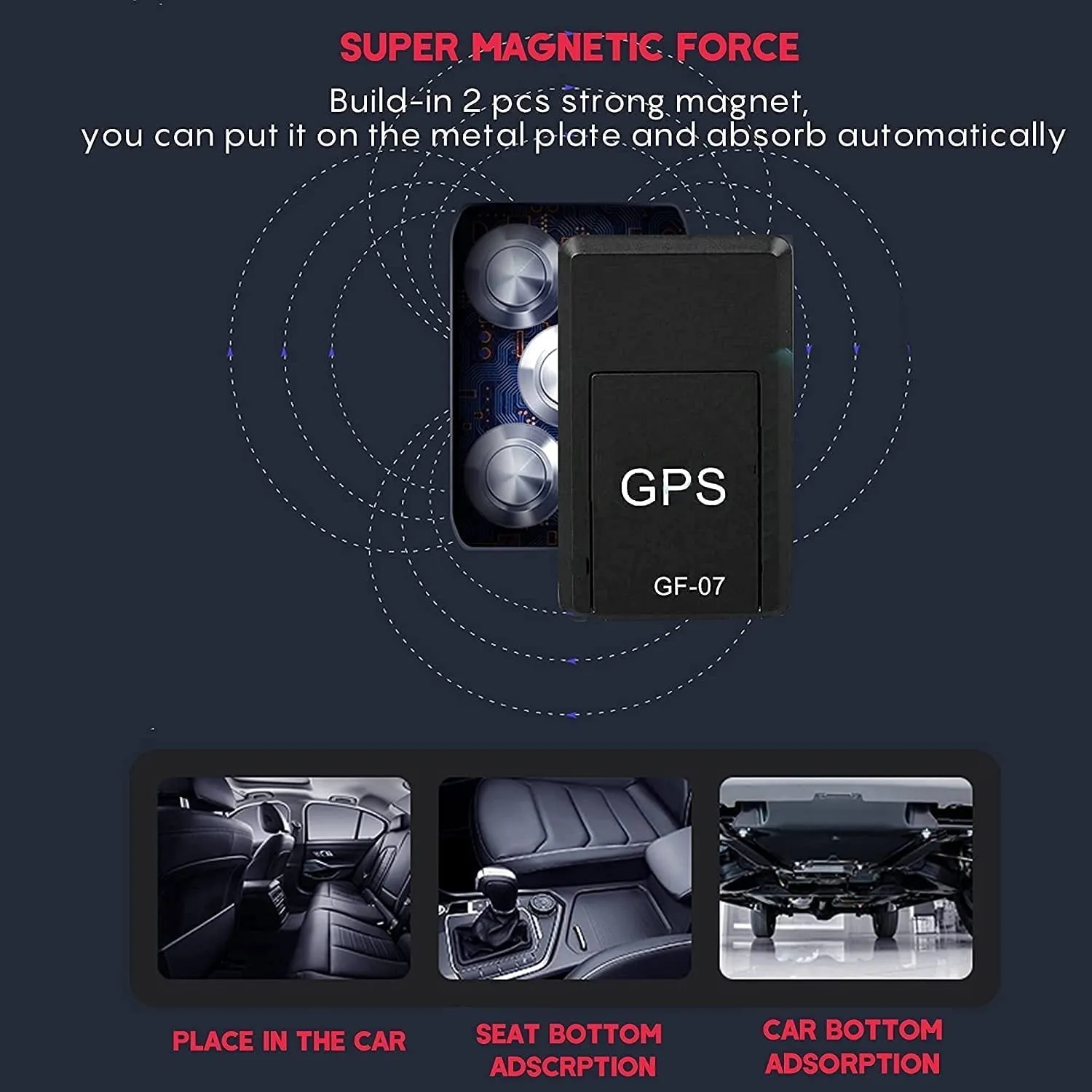 GPS Tracker for Vehicles, Mini Magnetic GPS Real Time Car Locator, Full USA Coverage, No Monthly Fee, Long Standby GSM SIM GPS Tracker for Vehicle/Car/Person , Black