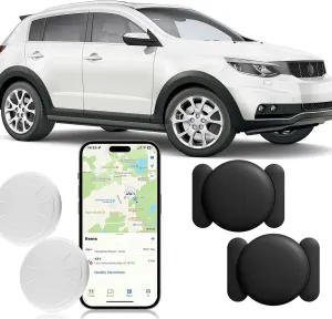 GPS Tracker,Strong Magnetic Car Tracker Work with Apple Find My App(iOS Only),Multi-Function Car Locator Anti-Lost Tracker for Vehicles,for Kids Elderly Pets Key Luggage (Black,2PCS)