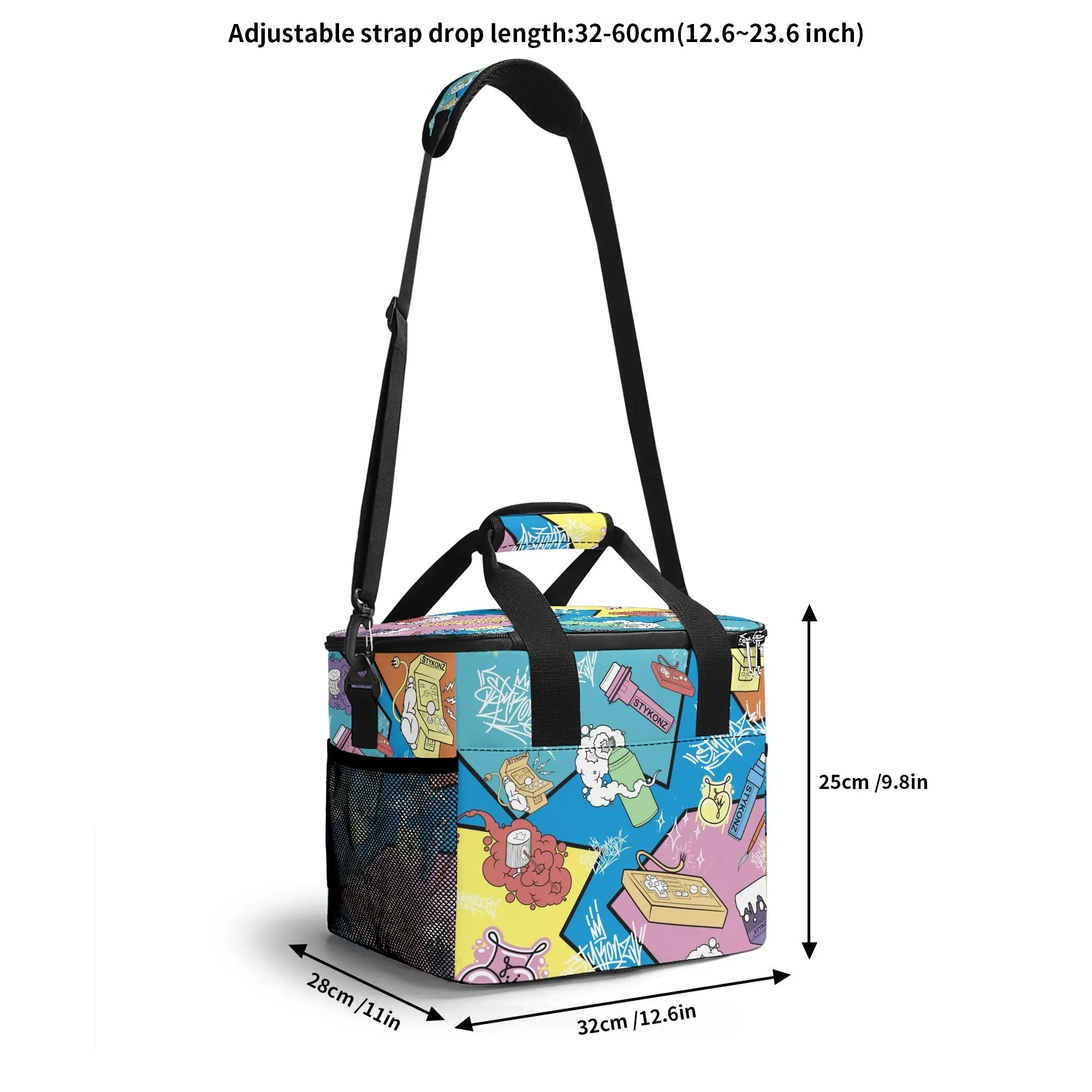 Graffiti Lunch Bag Picnic Bag Cooler Bag feat 90s Elements