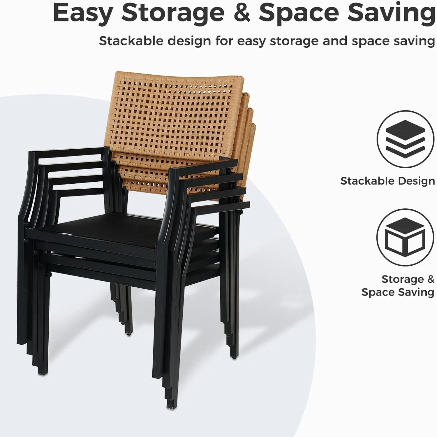 Grand patio Patio Dining Set 7, Outside Dining Set, Patio Furniture Sets for 6, Outdoor Furniture with 6 Open Woven Chair and Outdoor Table 4-6 Person Use for Yard, Poolside, Parties-Grey