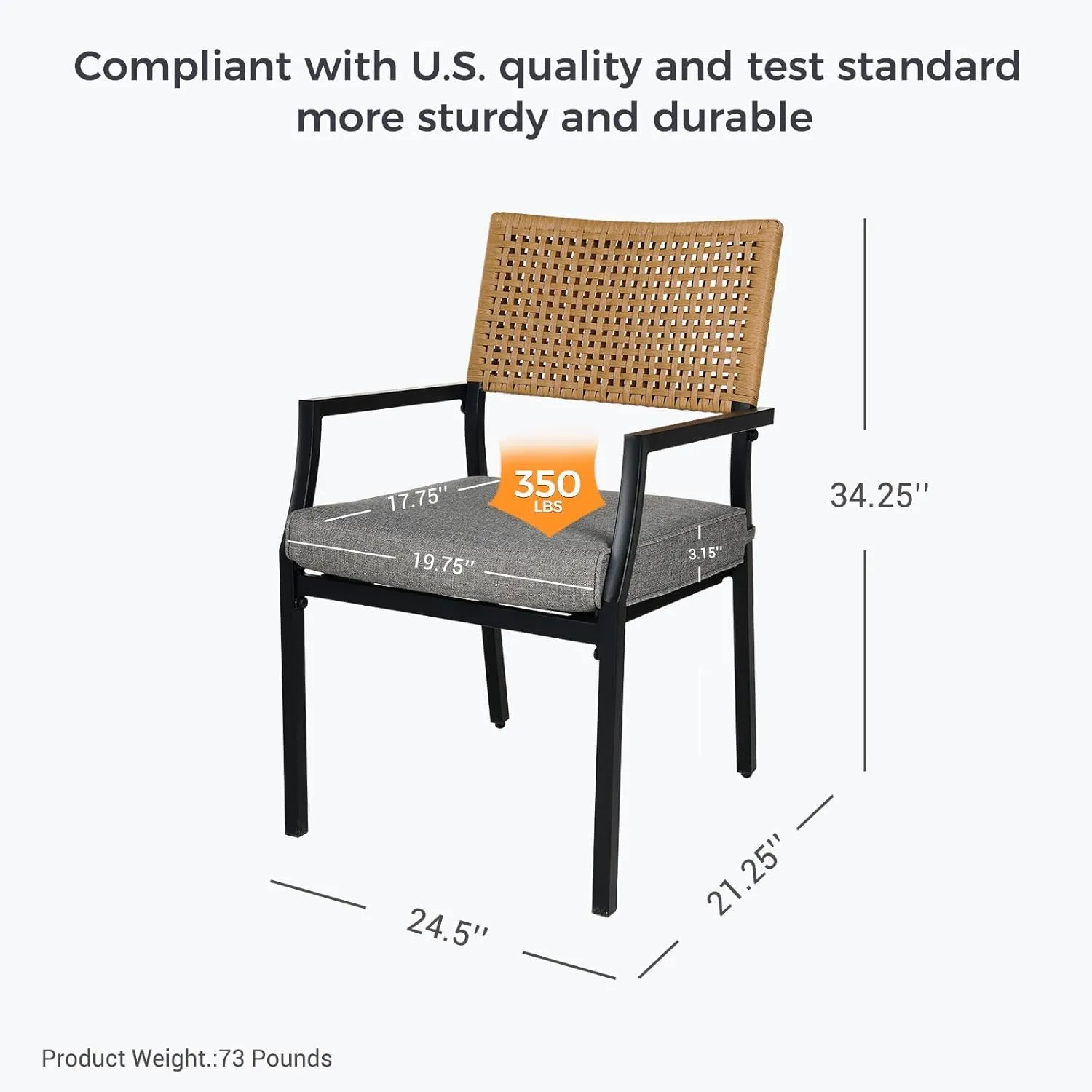 Grand patio Patio Dining Set 7, Outside Dining Set, Patio Furniture Sets for 6, Outdoor Furniture with 6 Open Woven Chair and Outdoor Table 4-6 Person Use for Yard, Poolside, Parties-Grey
